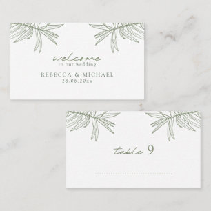 Sage Green Simple Hand Drawing Botanical Flat Platzkarte
