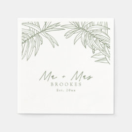 Sage Green Simple Hand Drawing Botanical Serviette