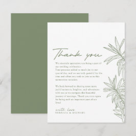 Sage Green Simple Hand Drawn Botanical Wedding Dankeskarte