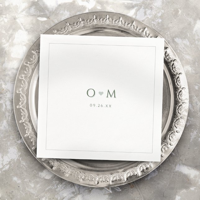 Sage Green Simple Modern Classy Wedding Monogram Serviette (Sage Green Simple Modern Classy Wedding Monogram Napkins)