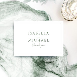 Sage Green Simple Modern Classy Wedding Vielen Dan Dankeskarte