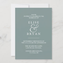 Sage Green Simple Modern Elegante Hochzeit Einladu Einladung