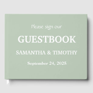 Sage Green Simple Modern Minimalistisch Wedding Gästebuch