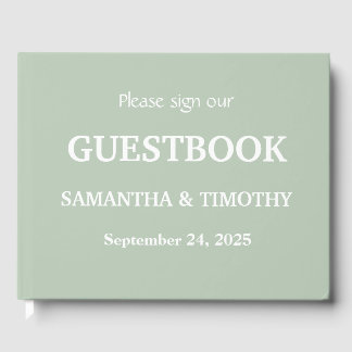 Sage Green Simple Modern Minimalistisch Wedding Gästebuch