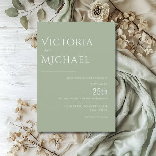 Sage Green Simple Modern Wedding Einladung
