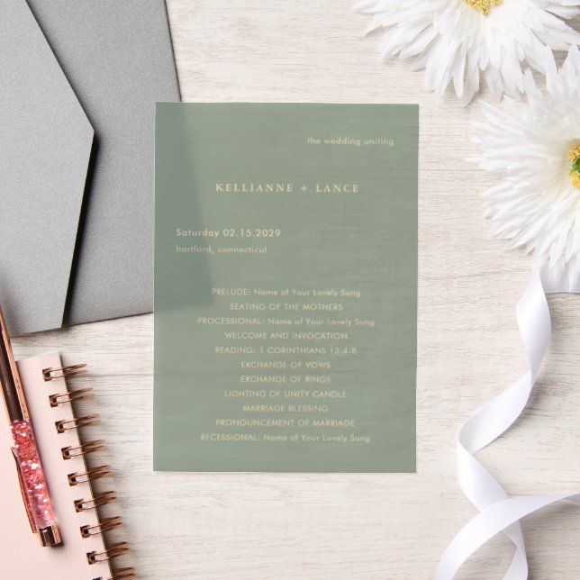 Sage Green Simple Modern Wedding Program (Hochzeit)