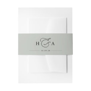 Sage Green Simple Script Monogram Wedding Einladungsbanderole