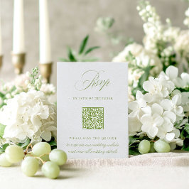 Sage Green & Sky Blue QR Code UAWG Wedding Card RSVP Karte