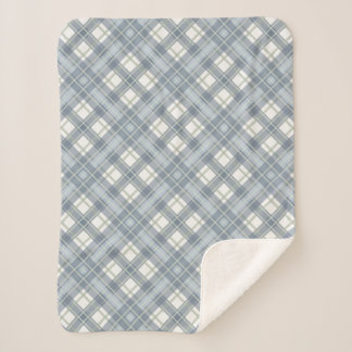 Sage Green, Slate Blue und Creme Kariert Sherpadecke