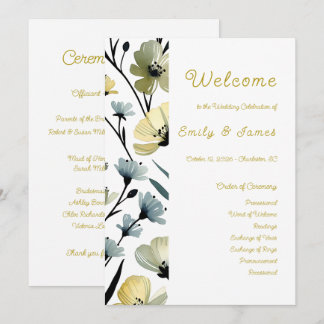 Sage Green & Soft Yellow Botanical Weddin Programm