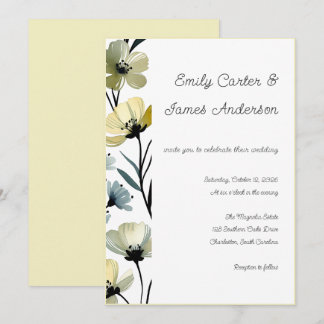 Sage Green & Soft Yellow Botanical Wedding Einladung