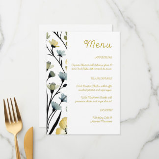 Sage Green & Soft Yellow Botanical Wedding Menükarte