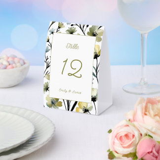 Sage Green & Soft Yellow Botanical Wedding Tischaufsteller