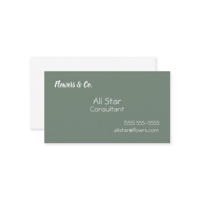 Sage Green Solid Cartes de visite (Devant/Arrière en situation)