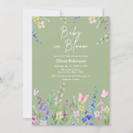 Sage Green Spring Baby in Bloom Baby Shower Einladung