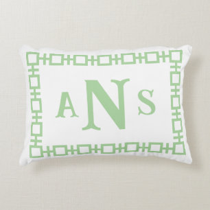 Sage Green Square griechischen Key Monogramm Dekokissen