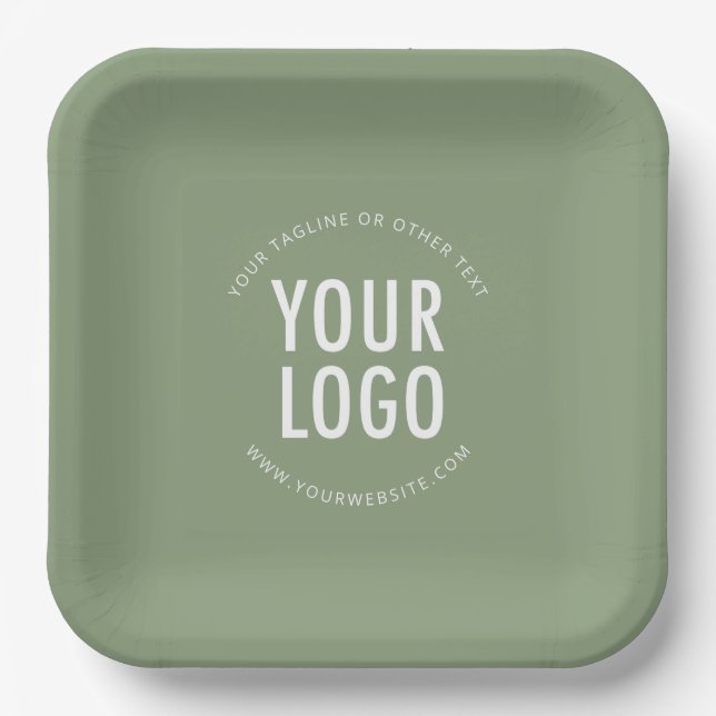 Sage Green Square Paper Plates Custom Logo Printed Pappteller (Vorderseite)