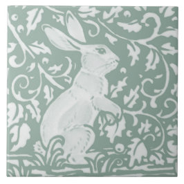 Sage Green Stehend Rabbit Intricated Forest Floral Fliese