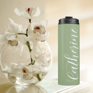 Sage Green stilisiert Wedding Bridesmaid Thermosbecher