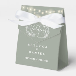 Sage Green String Lights Floral Wedding Geschenkschachtel