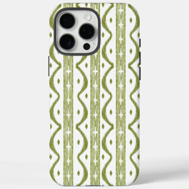 Sage Green Striped iPhone iPhone 16 Max Phone Case (Rückseite)