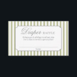 Sage Green Stripes Diaper Raffle Card Begleitkarte<br><div class="desc">Sage Green Stripes Diaper Raffle Card</div>