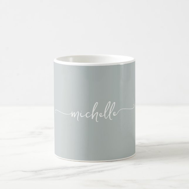 Sage Green stylish Monogram Signature Script Kaffeetasse (Mittel)