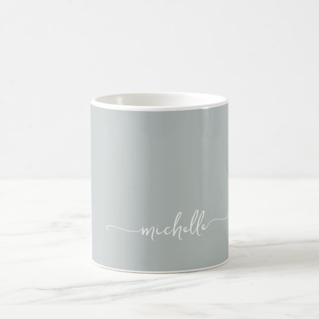 Sage Green stylish Monogram Signature Script Kaffeetasse (Mittel)