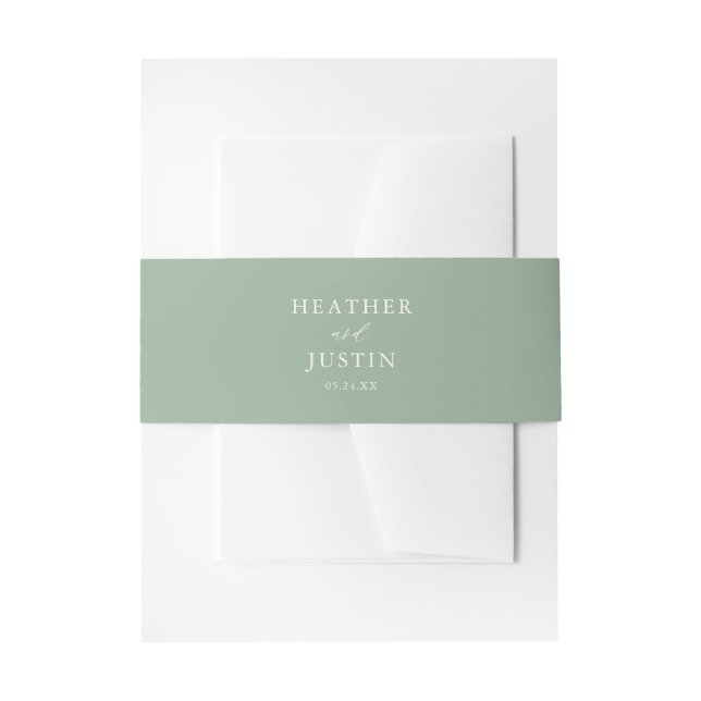 Sage Green Summer Rustic Elegante Hochzeit Einladungsbanderole (Vorderseite Beispiel)