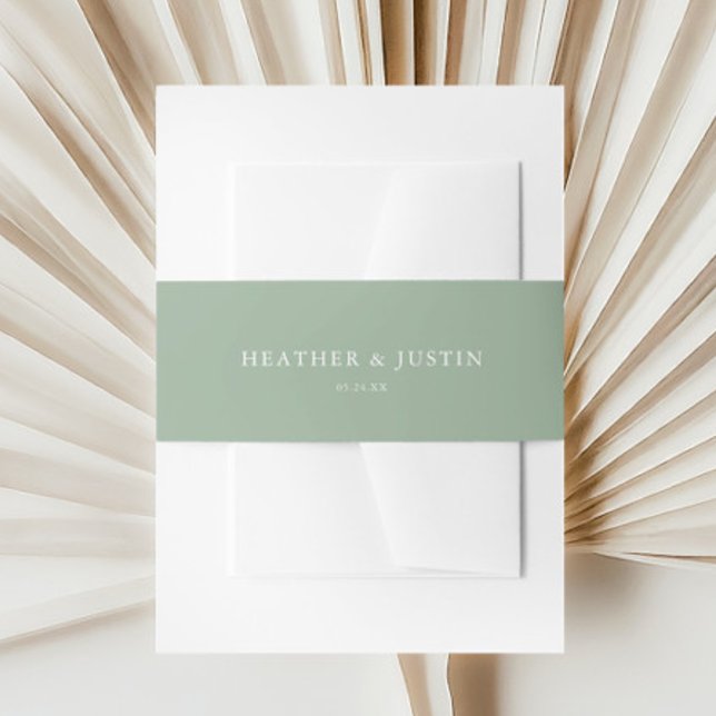 Sage Green Summer Rustic Simple Wedding Einladungsbanderole (Von Creator hochgeladen)