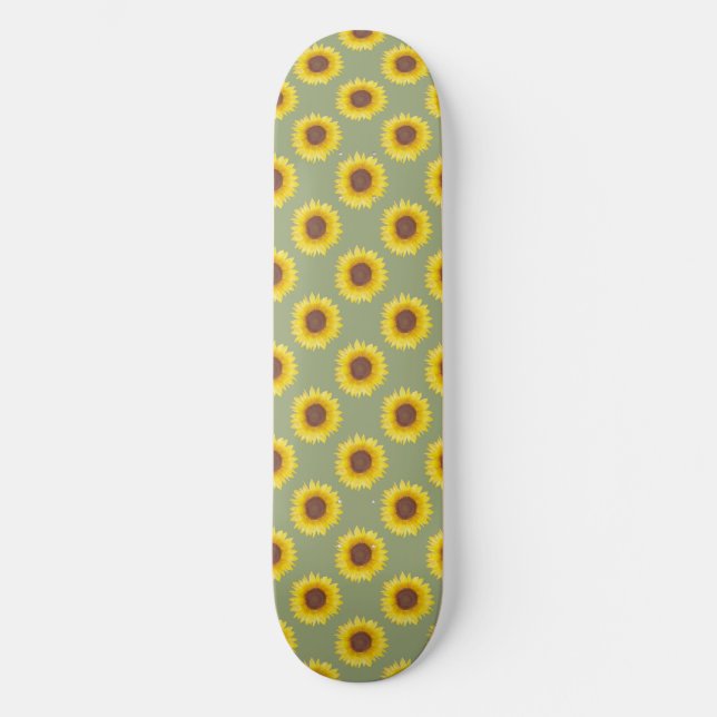Sage Green Sunflower Skateboard (Vorderseite)