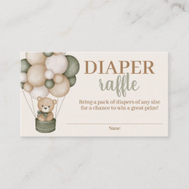 Sage Green Teddy Bear Diaper Raffle Begleitkarte