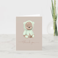 Sage Green Teddy Bear Wasserfarbe Danke Karte