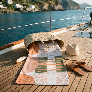 Sage Green Terrakotta Moderne Boho Abstrakt Strandtuch