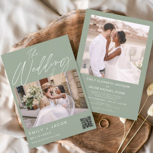 Sage Green The Wedding of Minimalistisch QR code Einladung