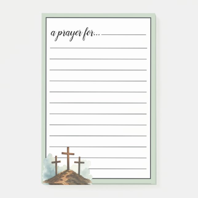 Sage Green Three Crosses War Room Prayer Post-it Klebezettel (Vorderseite)
