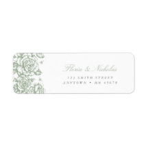 Sage Green Toile Address Label Französisches Chino