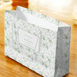 Sage Green Toile Classic Vintag Floral Wedding Große Geschenktüte