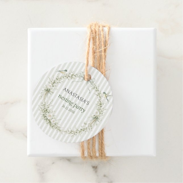 Sage Green Toile De Juoy Nesting Party  Geschenkanhänger (Beispiel)