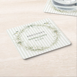 Sage Green Toile De Juoy Nesting Party  Rechteckiger Pappuntersetzer