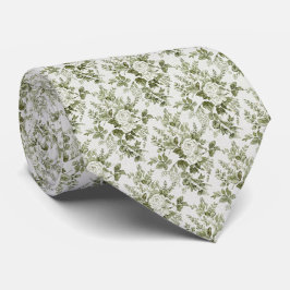 Sage Green Toile Floral  Krawatte