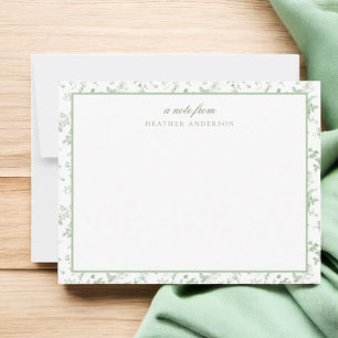 Sage Green Toile Personalisierte Blumengestation Mitteilungskarte