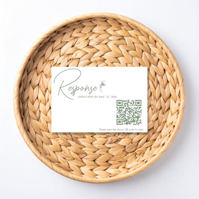 Sage Green Toile QR Code RSVP  (Créateur téléchargé)