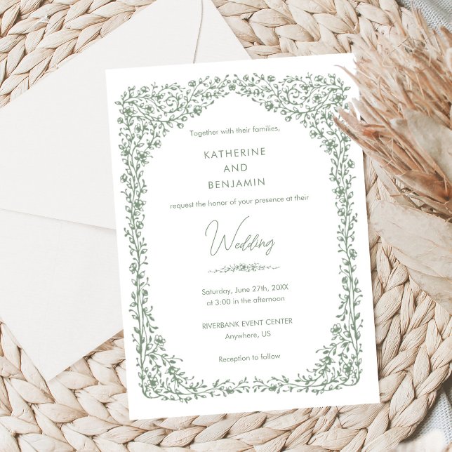 Sage Green Toile Wedding Invitation Einladung (Von Creator hochgeladen)