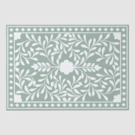 Sage Green Traditional Bone Inlay Decoupage Paper  Seidenpapier