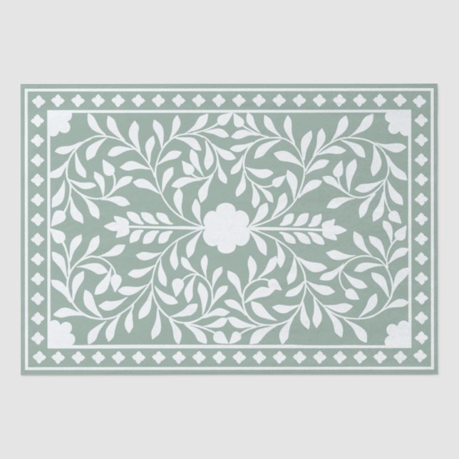 Sage Green Traditional Bone Inlay Decoupage Paper  Seidenpapier (Vorderseite)