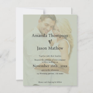Sage Green Translucent Overlay Einladung Hochzeit Postkarte