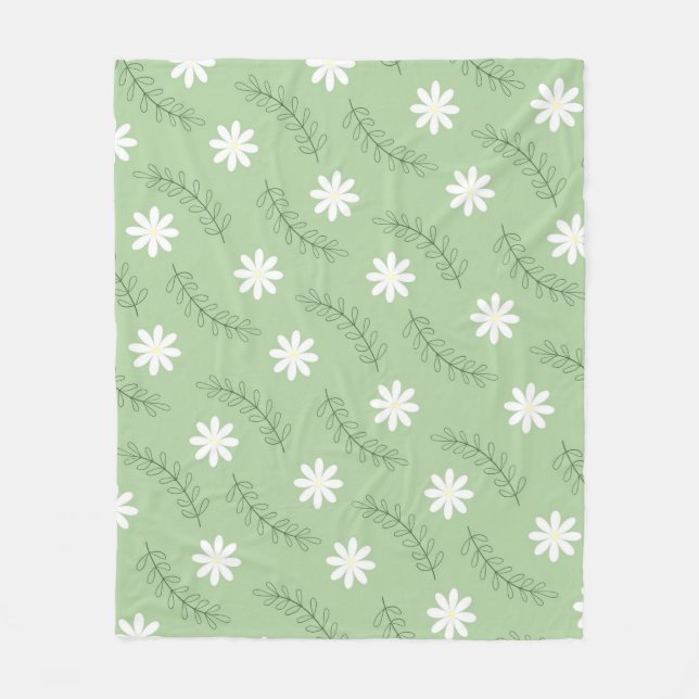 Sage Green Tropical Floral Botanischer Frühling So Fleecedecke (Vorderseite)