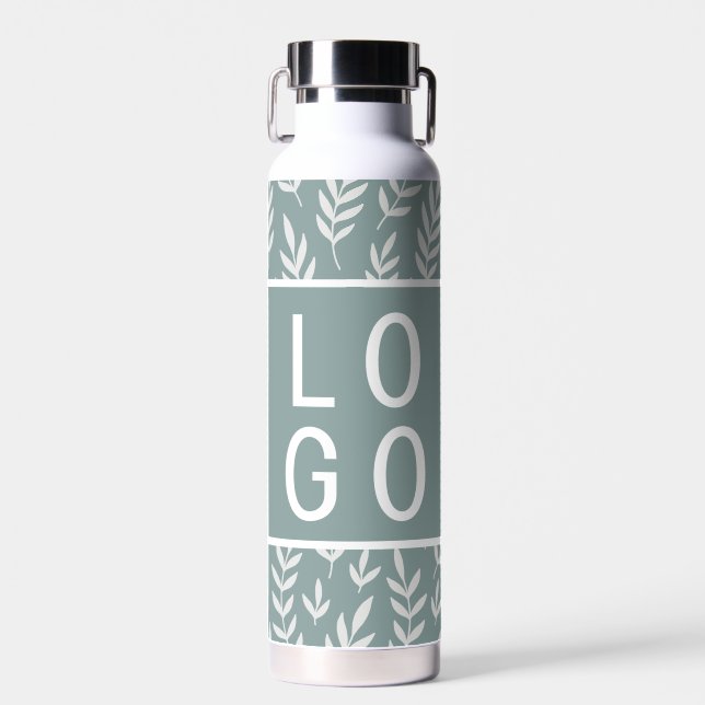 SAGE GREEN TROPICAL LEAF PATTERLOGO-VORLAGE TRINKFLASCHE (Vorne)