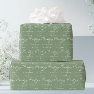 Sage Green Typografy Personalisiert Wedding Geschenkpapier